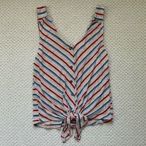 Striped Knit Tank with Tied Bottom